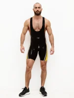 Latex Two Tone Bodysuit with Double Stripes