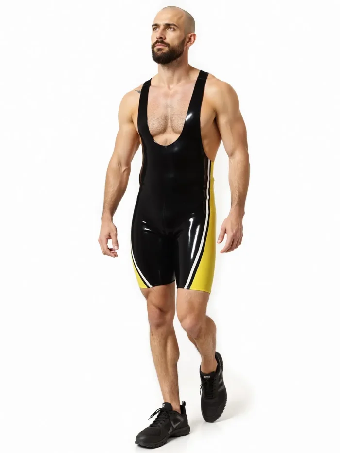 Latex Two Tone Bodysuit with Double Stripes