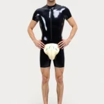 Latex Two Tone Bodysuit with Double Stripes