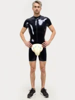Latex Short Sleeves Bulge Design Bodysuit