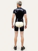 Latex Short Sleeves Bulge Design Bodysuit