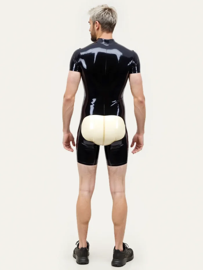 Latex Short Sleeves Bulge Design Bodysuit