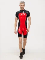Latex Short Sleeves Contrast Bodysuit