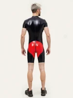 Latex Short Sleeves Contrast Bodysuit