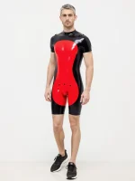 Latex Short Sleeves Contrast Bodysuit