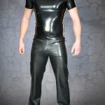 Black Latex Shorts with White Stripes