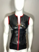 Sleeveless Latex Top with Red Trim