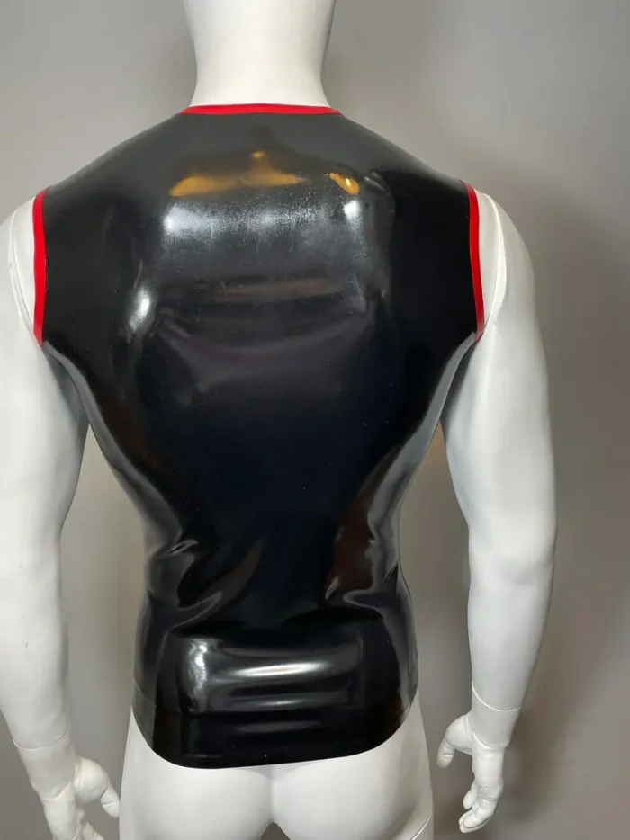 Sleeveless Latex Top with Red Trim