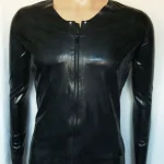 Black Latex Long Sleeve High Neck Shirt