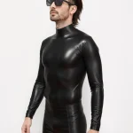 Men??s Latex Long Sleeve Top with Zipper