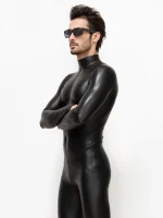 Black Latex Long Sleeve High Neck Shirt