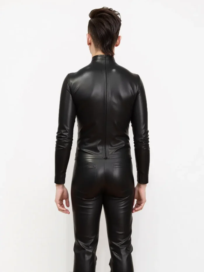 Black Latex Long Sleeve High Neck Shirt