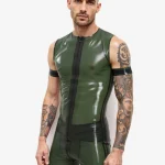 Black Latex Long Sleeve High Neck Shirt