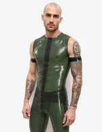 Men??s Latex Tank Top with Front Zip
