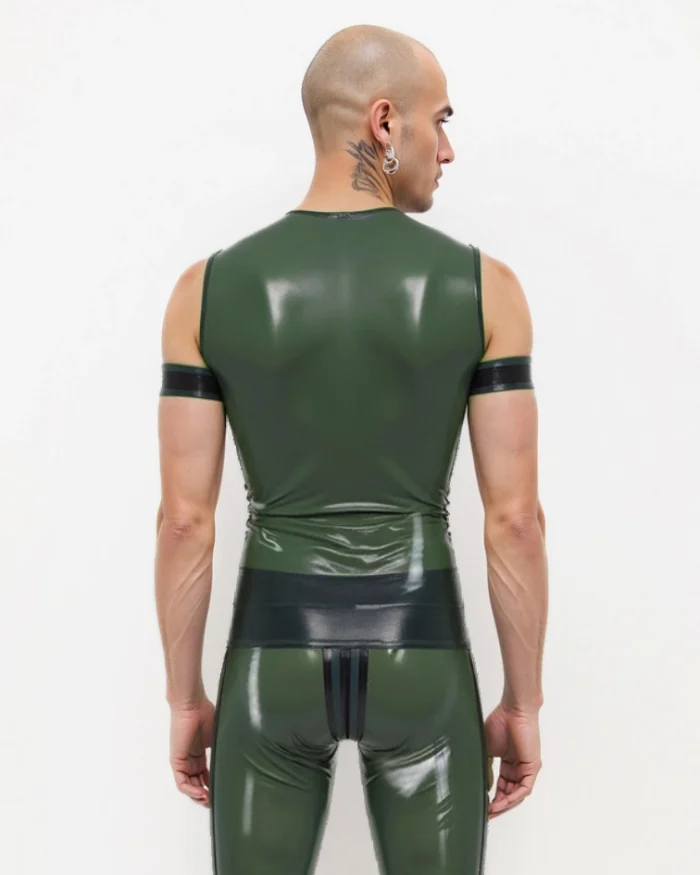 Men??s Latex Tank Top with Front Zip