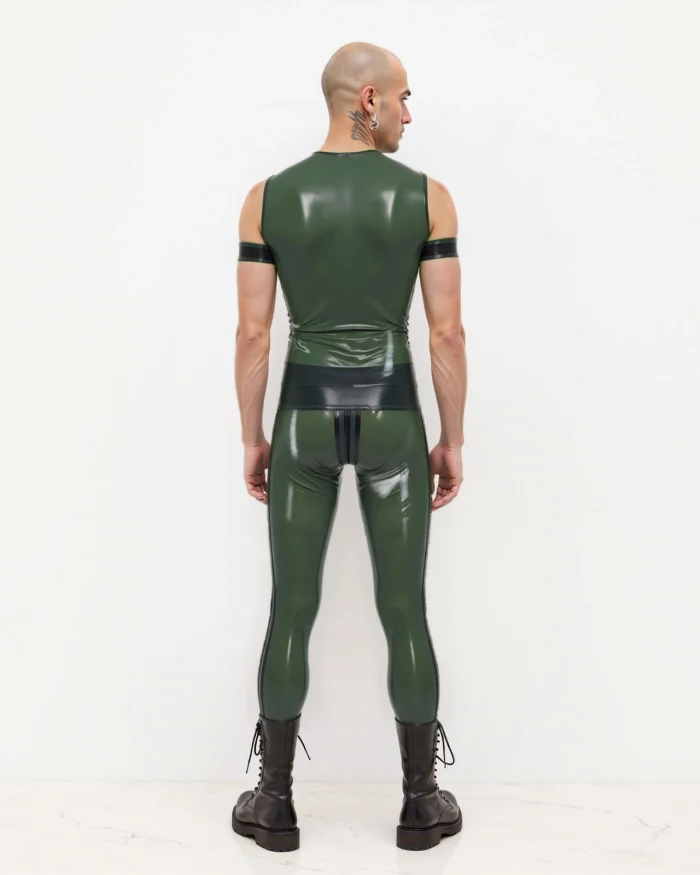 Men??s Latex Tank Top with Front Zip