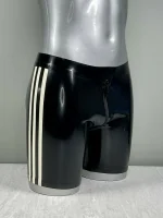 Black Latex Shorts with White Stripes