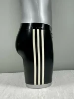 Black Latex Shorts with White Stripes