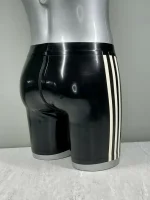 Black Latex Shorts with White Stripes