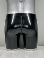 Black Latex Shorts with White Stripes