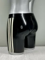 Black Latex Shorts with White Stripes