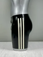 Black Latex Shorts with White Stripes