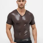 Latex Sleeveless Fitted Tank Top For Men