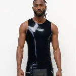 Latex Black Short Sleeve Pyjamas For Men