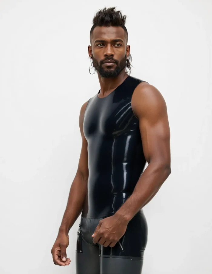 Latex Sleeveless Fitted Tank Top For Men