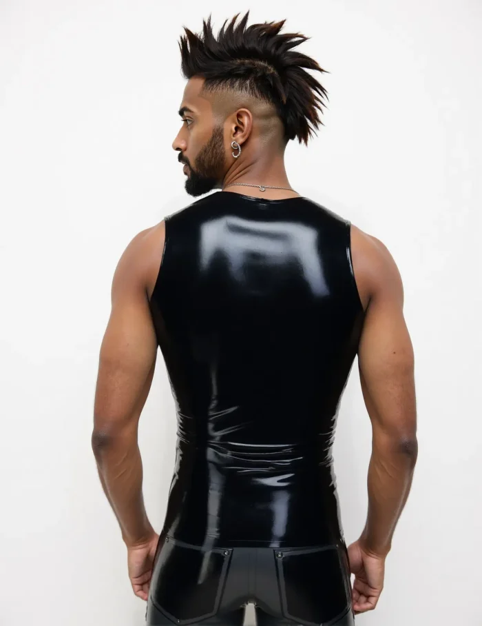 Latex Sleeveless Fitted Tank Top For Men