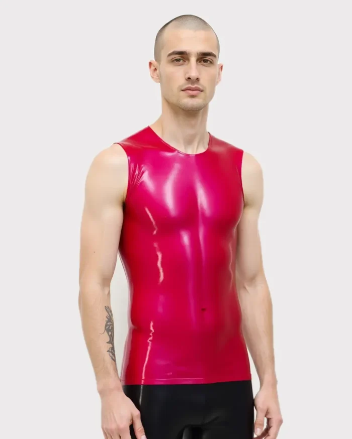 Latex Sleeveless Fitted Tank Top For Men