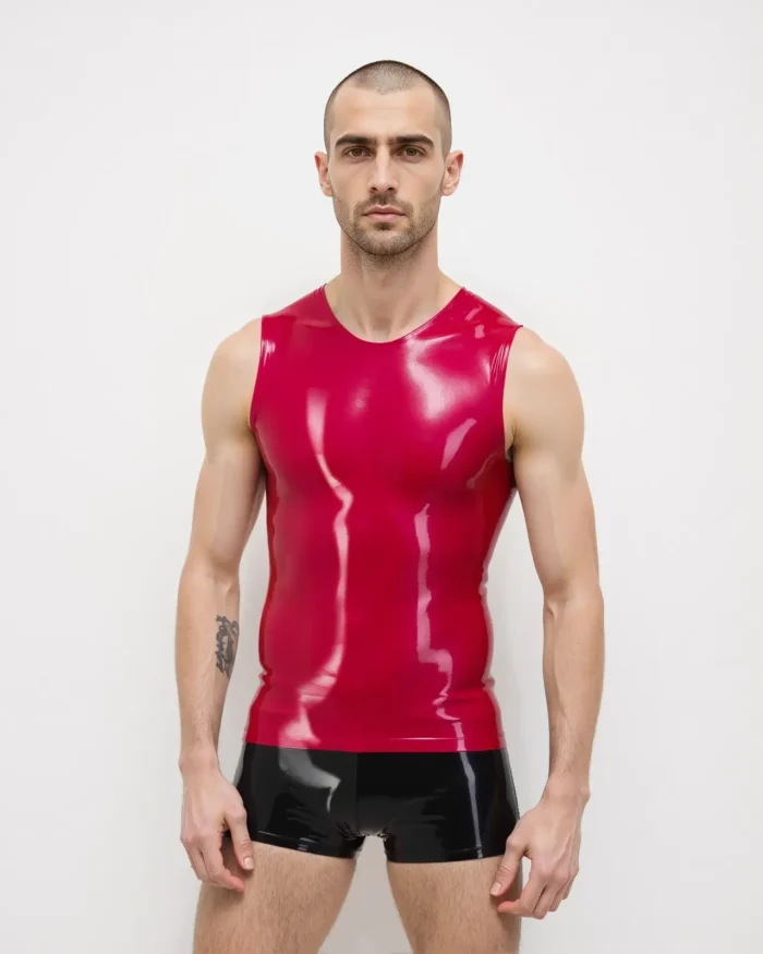 Latex Sleeveless Fitted Tank Top For Men