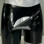Black Latex Shorts with White Stripes