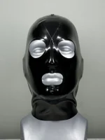 Black Latex Hood with Face Design