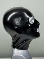 Black Latex Hood with Face Design