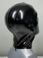 Black Latex Hood with Face Design