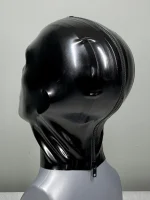 Black Latex Hood with Face Design