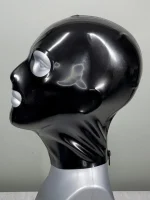 Black Latex Hood with Face Design
