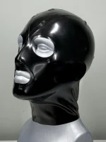 Black Latex Hood with Face Design