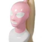 Black Latex Hood with Face Design