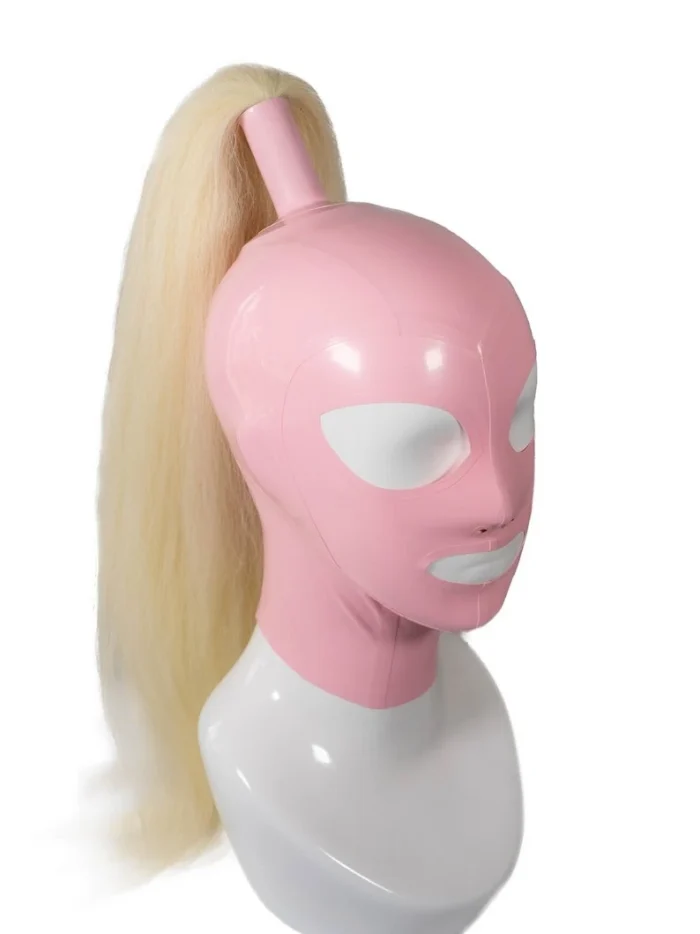 Pink Latex Mask with Blonde Hairpiece
