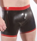 Latex Boxer Short with Contrast Waistband and Edge Trim For Men
