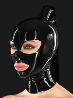 Black Latex Ponytail Tube Hood
