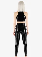 High Neck Tight Latex Vest with Concealed Front Zipper