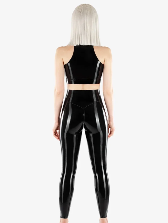 High Neck Tight Latex Vest with Concealed Front Zipper