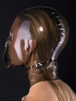 Transparent Latex Hood with Veiled Face Design Breath Control