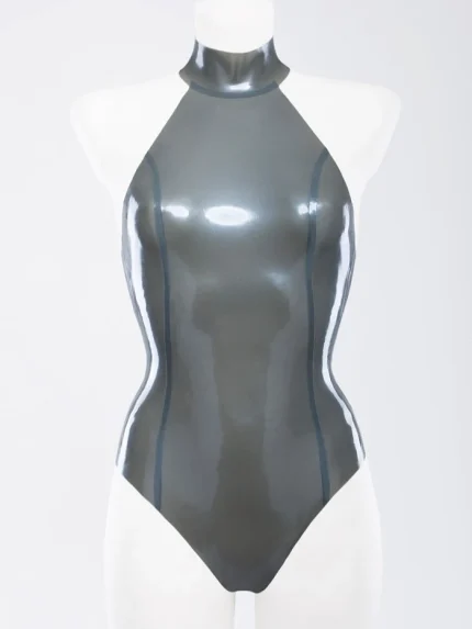 Latex High Neck Sleeveless Cut Swimsuit