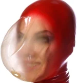 Red Latex Hood with Semi-Transparent Face Shield