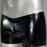 Latex Black High Waist Open Crotch Leggings