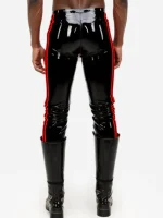 Latex Sailor Pants with Red Side Decor